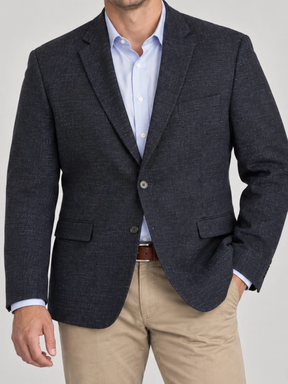 Tommy Hilfiger Mens 44L Charcoal Gray 100% Wool Blazer Sport Coat Suit Jacket 44
